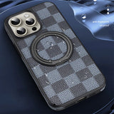 Luxury Wireless Charging Leather Case With 360° Rotating Bracket Phone Case For iPhone 15 14 13 series