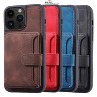 Luxury Leather Card Pocket Wallet Shockproof Case for iPhone 15 14 13 12 series