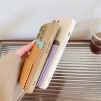 PU Leather Card Wallet Folding Bracket Case for iPhone 14 13 12 series