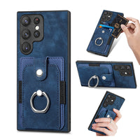 Luxury Leather Ring Bracket Card Bag Wallet Case For Samsung S23 22 21 series