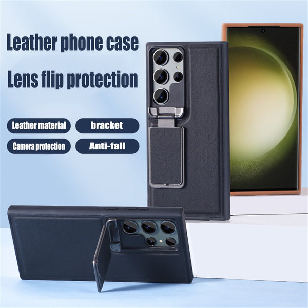 Luxury Leather Flip Bracket Camera Protection Shockproof Case For Samsung Galaxy S23 series