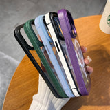 Luxury Leather Frame Magsafe Magnetic Transparent Acrylic Case For iPhone 14 13 series