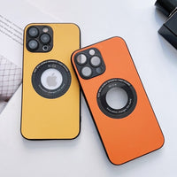 Leather Case with Camera Film Protection for iPhone 14 13 12 series