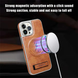 Luxury Leather Magnetic Wireless Charging Folding Bracket Shockproof Soft Case For iPhone 15 14 13 12 series