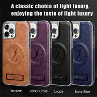 Luxury Leather Magnetic Wireless Charging Folding Bracket Shockproof Soft Case For iPhone 15 14 13 12 series