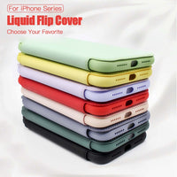 Luxury Leather Original Liquid Silicone Flip Wallet Case For iPhone 14 13 12 series