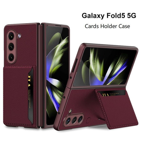 Luxury Leather Cards Holder Kickstand Case for Samsung Z Fold 5 Z Fold 4