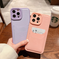 Luxury Leather Silicone Card Holder Case for iPhone 14 13 12 series