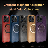 Luxury Leather Texture Matte Magsafe Magnetic Wireless Charging Breathable Case For iPhone 14 13 12 series