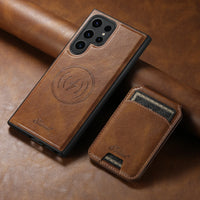 Luxury Magnetic Wireless Charging Card Holder Leather Kickstand Wallet Case For Samsung Galaxy S24 S23 S22 Ultra Plus series