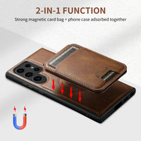 Luxury Magnetic Wireless Charging Card Holder Leather Kickstand Wallet Case For Samsung Galaxy S24 S23 S22 Ultra Plus series