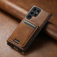 Luxury Magnetic Wireless Charging Card Holder Leather Kickstand Wallet Case For Samsung Galaxy S24 S23 S22 Ultra Plus series