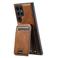 Luxury Magnetic Wireless Charging Card Holder Leather Kickstand Wallet Case For Samsung Galaxy S24 S23 S22 Ultra Plus series