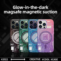 Luxury Luminous Magnetic Magsafe Wireless Charging Fluorescent Case For iPhone 15 14 13 12 series