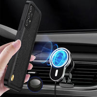 Luxury Magnetic Car Leather Metel Plate Case For Samsung Galaxy S23 S22 Ultra Plus