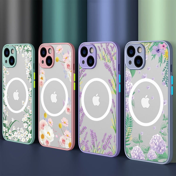 Luxury Magnetic Magsafe Cute Flower Shockproof Matte Hard Case For iPhone 14 13 12 series