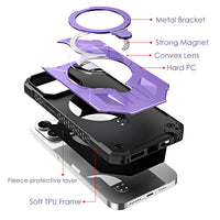 Luxury Magnetic Stand Shockproof Armor Case With Ring Holder For iPhone 14 13 12 series