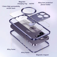 Luxury Magsafe Magnetic Metal Stand Metal Lens Holder Case For iPhone 14 13 series