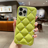 Matte 3D Diamond Leather Texture Case For iPhone 14 13 12 series