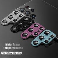 Luxury Metal Bumper Camera Lens Protector Tempered Glass For Samsung Galaxy S22 Ultra