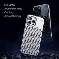 Luxury Metal Cooling Hollow Aluminum Alloy Rimless Shockproof Case For iPhone 14 13 series