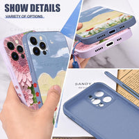 Luxury Oil Painting Flower Silicone Case With Lanyard For iPhone 14 13 12 series