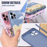 Luxury Oil Painting Flower Silicone Case With Lanyard For iPhone 14 13 12 series