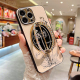 Pearl Mirror Flower Bracket Case for iPhone 14 13 12 series