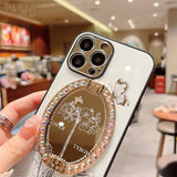 Pearl Mirror Flower Bracket Case for iPhone 14 13 12 series