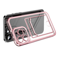 Luxury Plating Card Slots Transparent Soft TPU Case For iPhone 15 14 13 12 series