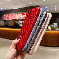 Luxury Diamond Lattice Soft Silicone Case for iPhone 14 13 12 series