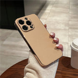 Luxury Plating Frame Shockproof PU Leather Case For iPhone 15 14 13 12 series