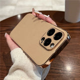Luxury Plating Frame Shockproof PU Leather Case For iPhone 15 14 13 12 series
