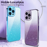 Gradient Glitter Sequins Plating Case For iPhone 14 13 12 series