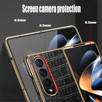 Luxury Plating Leather Shockproof Case With Camera Protection For Samsung Galaxy Z Fold 4 3