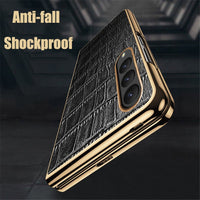 Luxury Plating Leather Shockproof Case With Camera Protection For Samsung Galaxy Z Fold 4 3