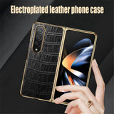 Luxury Plating Leather Shockproof Case With Camera Protection For Samsung Galaxy Z Fold 4 3