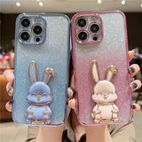 Plating Shiny Rabbit Holder Case For iPhone 14 13 12 series