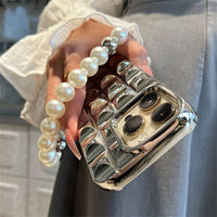 Shockproof Silicone Case With Pearl Bracelet Chain For iPhone 14 13 12 series