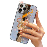Luxury Rhinestone Glitter 3D Butterfly Bracket Case With Lanyard Holder For iPhone 14 13 12 series