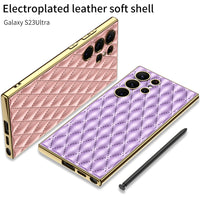 Luxury Rhombic Grid Pattern Leather Case For Samsung Galaxy S23 series