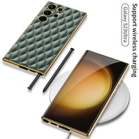 Luxury Rhombic Grid Pattern Leather Case For Samsung Galaxy S23 series