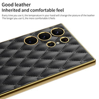 Luxury Rhombic Grid Pattern Leather Case For Samsung Galaxy S23 series