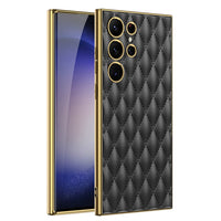 Luxury Rhombic Grid Pattern Leather Case For Samsung Galaxy S23 series