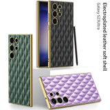 Luxury Rhombic Grid Pattern Leather Case For Samsung Galaxy S23 series