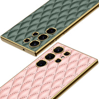 Luxury Rhombic Grid Pattern Leather Case For Samsung Galaxy S23 series