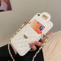 Luxury Rhombic Lattice Leather Card Bag Wallet Crossbody Strap Case For iPhone 14 13 12 series