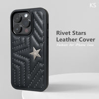 Rivet Stars Punk Shockproof Leather Case for iPhone 15 series