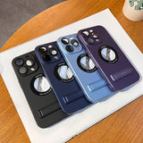 Shockproof Lens Protection Logo Hole Stand Holder PC Hard Case For iPhone 14 13 12 series