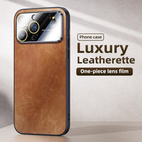 Luxury Shockproof PU Leather Phone Case For iPhone 15 14 13 12 11 Pro Max Glass Lens Protection Magnetic Magsafe Funda Cover